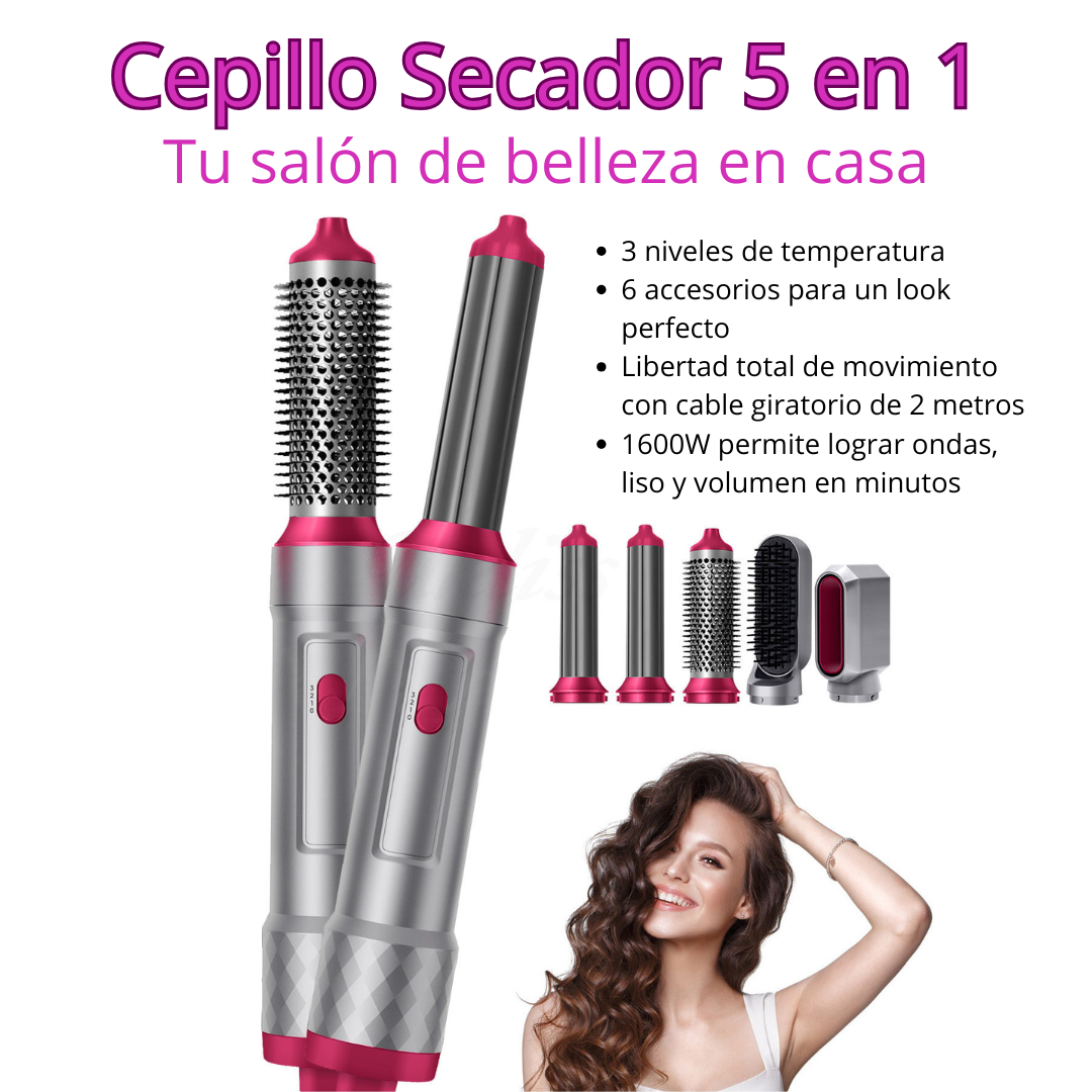 Secadora De Cabello Cepillo Eléctrico 5 En 1