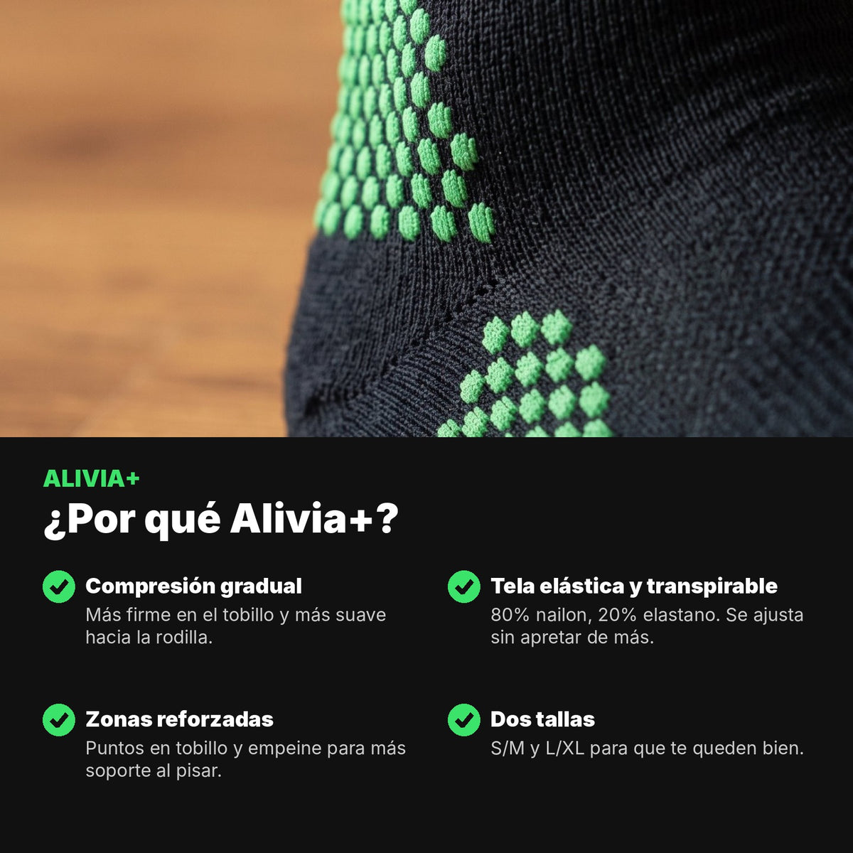 Alivia+ · Medias de compresión para piernas cansadas