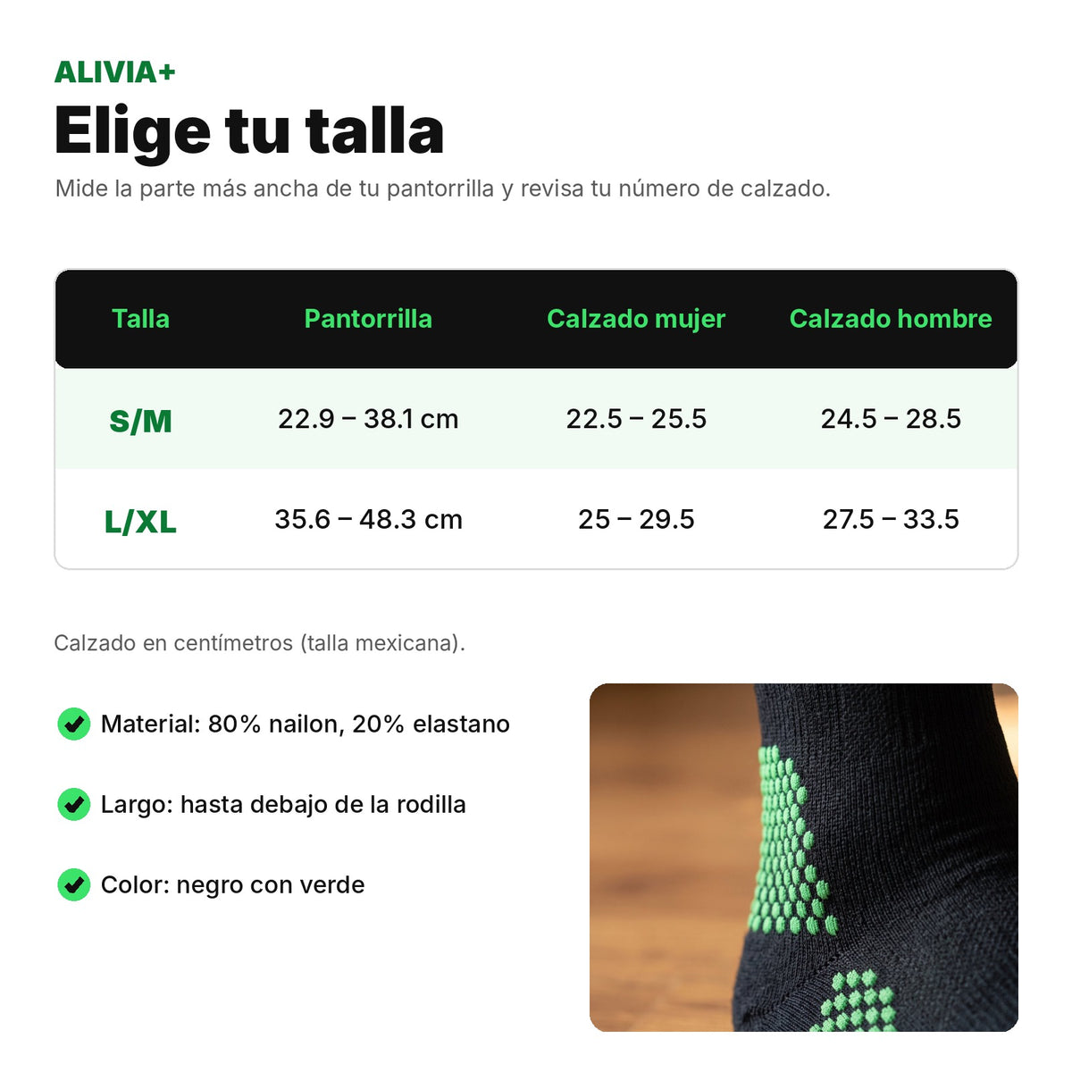 Alivia+ · Medias de compresión para piernas cansadas