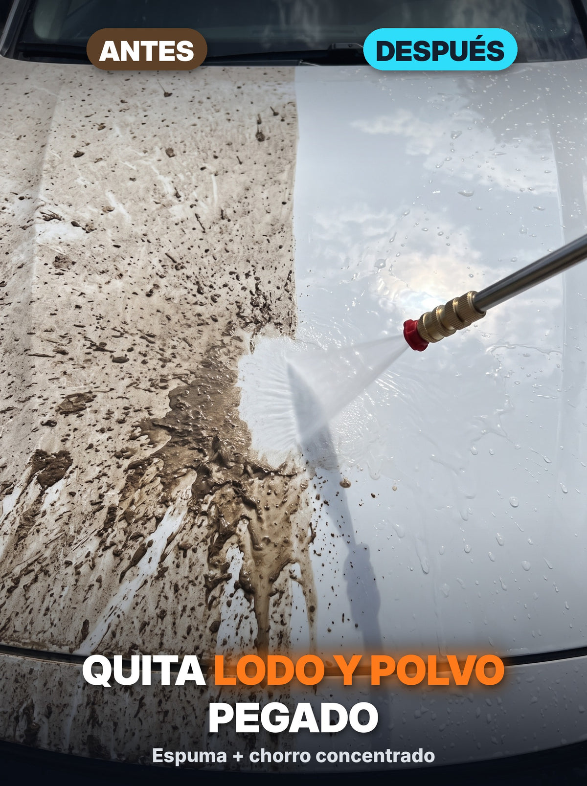 Antes y después: cofre con lodo lavado con la hidrolavadora